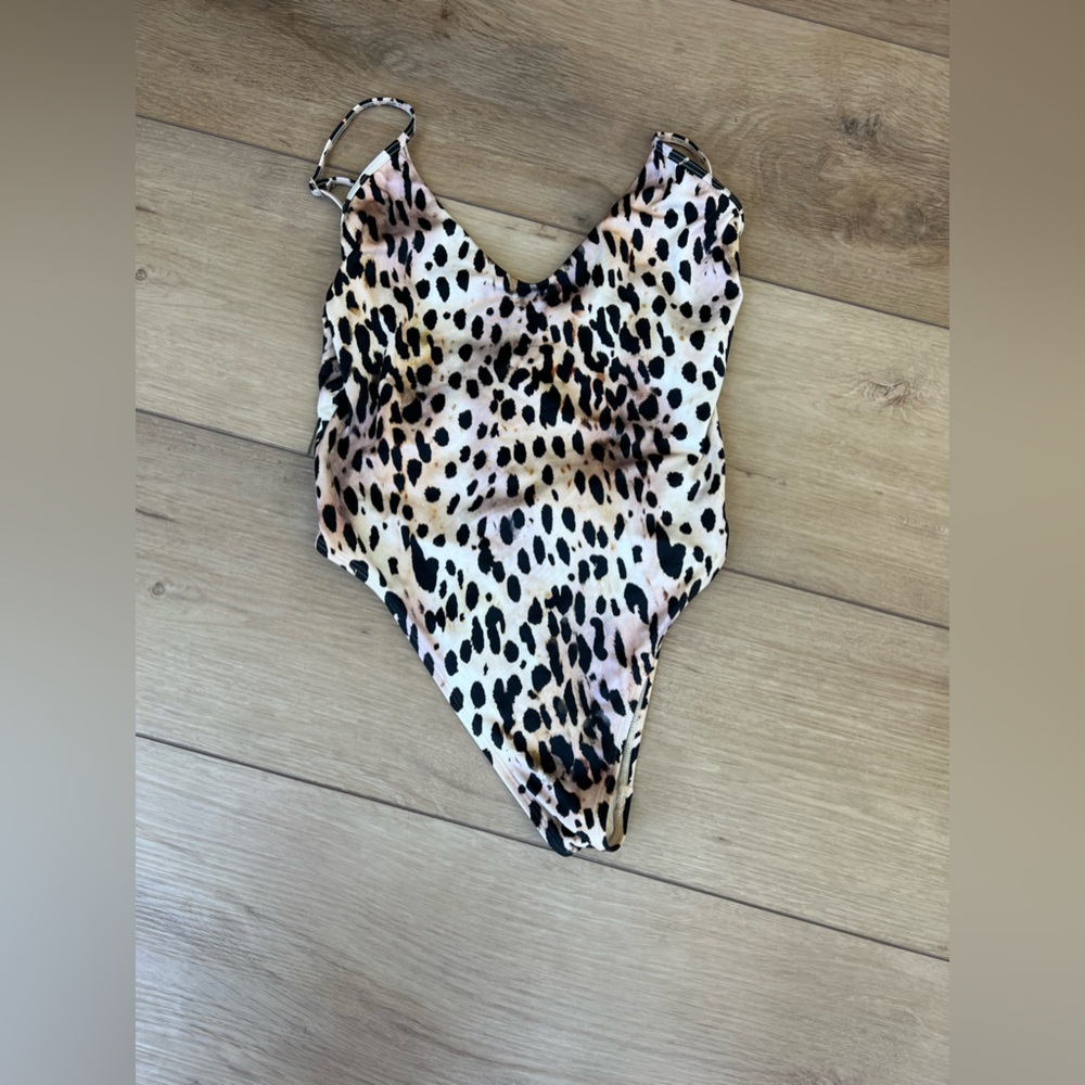 Good American Leopard Spaghetti Strap Swimsuit